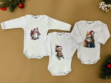 Bodi dugog rukava sa novogodisnjim printom