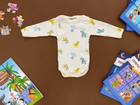 Bodi za bebe sa zebricama – žuto-plavi print