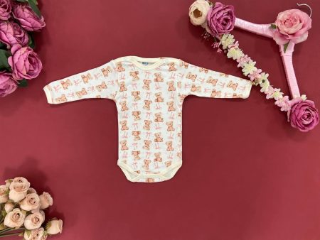 Bodi za bebe s medvjedićima i mašnicama – krem
