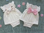 Pamučna body haljina za bebe i djevojčice sa mašnom