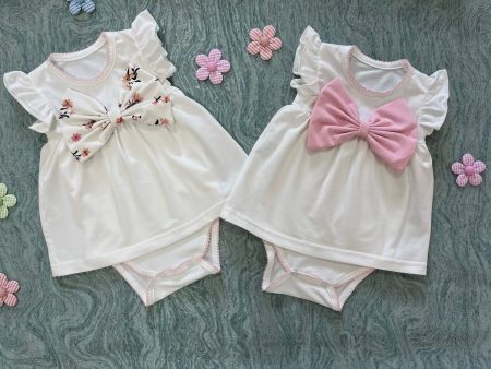Pamučna body haljina za bebe i djevojčice sa mašnom